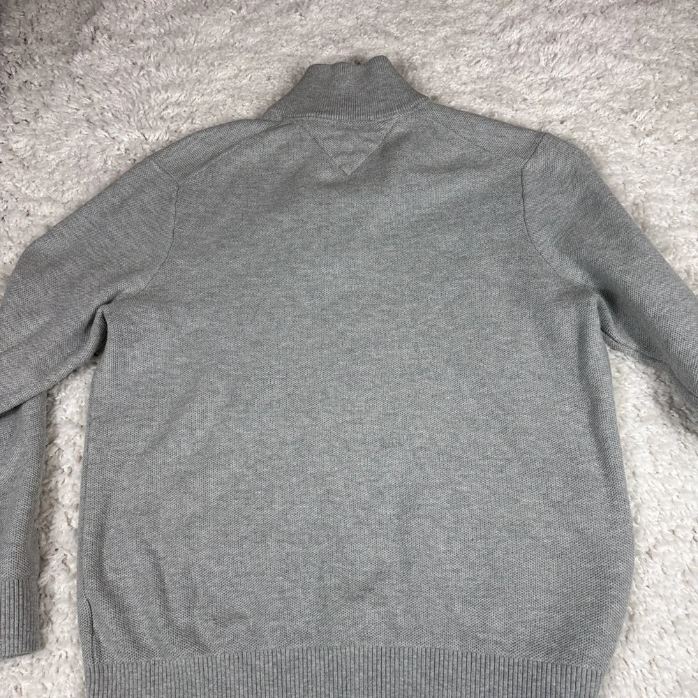 Tommy Hilfiger Men’s Gray Quarter Zip Sweater Large Cotton 1/4 Zip Pullover - Picture 4 of 8
